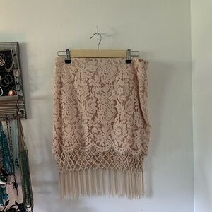 Fun lace and fringe skirt